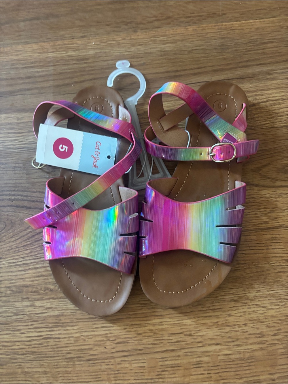 Cat & Jack Girls' Pink Rainbow Strappy Sandals